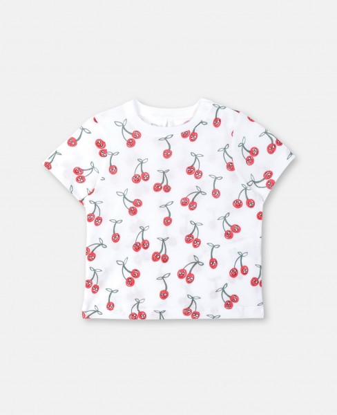 T-Shirt bedruckt mit Smiling Cherries Weiß